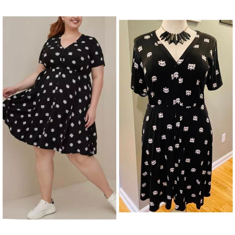 Torrid Plus Size 6 Disney Marie Cat Aristocats Stretch Challis Shirt Dress 6X‎